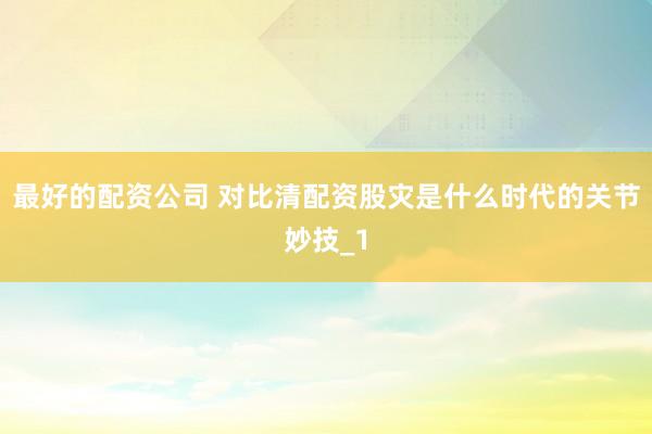 最好的配资公司 对比清配资股灾是什么时代的关节妙技_1