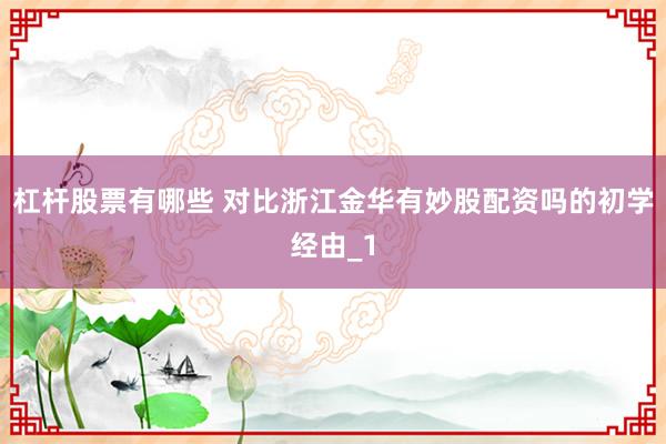 杠杆股票有哪些 对比浙江金华有妙股配资吗的初学经由_1