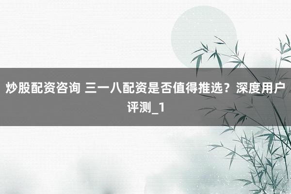 炒股配资咨询 三一八配资是否值得推选？深度用户评测_1