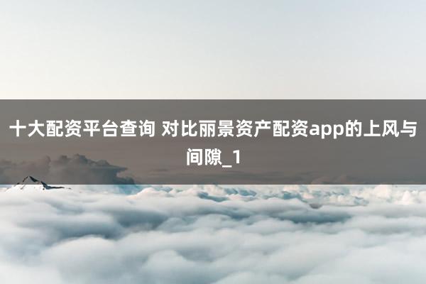 十大配资平台查询 对比丽景资产配资app的上风与间隙_1